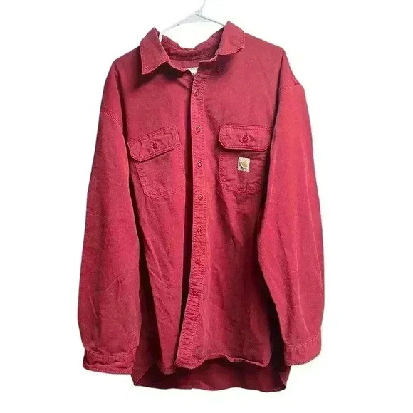 Carhartt Flame-Resistant Classic Twill Button Down Shirt Red 2XL - Picture 1 of 8